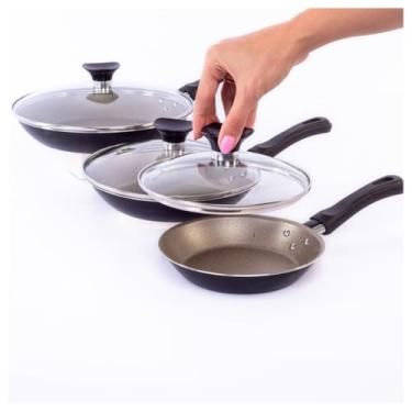 Imagem de Frigideira Ceramica Antiaderente Fogão Cooktop Ind (Com Tampa,Preto)