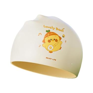 Imagem de Pegciuho Touca de natação infantil de silicone, touca de banho para esportes aquáticos e surfe, Amarelo