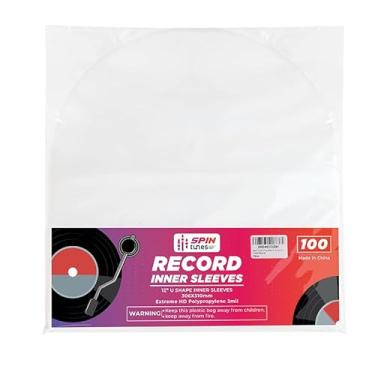 Imagem de SpinTunes Capas De Vinil, Pacote Com 100 Internas Transparentes Para Discos 3 Mil Espessura, 12,75" X 12,5", Plástico Álbuns, Protetores Antiestáticos, À Prova D'Água E Poeira Coleção Lps.