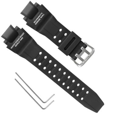 Imagem de Pulseira de silicone de substituição de 16 mm para Casio GW-4000/GA-1000/GW-A1000/GW-A1100 – Pulseira de relógio masculina durável à prova d'água de substituição, Casio G Shock (preto)