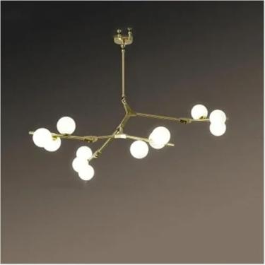 Imagem de Lustre De Ouro Preto Moderno Vidro Escandinavo Led Lustre Decoração De Sala De Estar Restaurante Quarto Iluminação Interna, Onecolor, 137cm