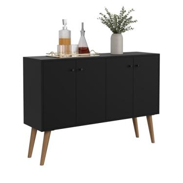 Imagem de Buffet Aparador Imperial 4 Portas com Pés Palito Retrô (Preto)