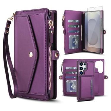 Imagem de Capa de telefone para Samsung Galaxy S25 Ultra 5G capa carteira compatível com Magsafe RFID protetor de tela transversal alça alça flip suporte cartão slot celular S25Ultra 25S S 25 25Ultra 6.9 2025