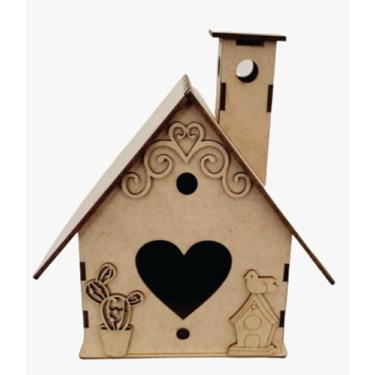 Imagem de Kit 2 Casinhas Decorativas em MDF Cru, Formato Coração, para Pintura