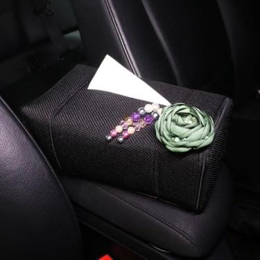 Imagem de Capa de caixa de lenços de papel de carro de renda, caixa de lenços de artigos para interiores de carro, decoração automotiva universal, fácil de carregar, adaptada para mulheres ou meninas (11)