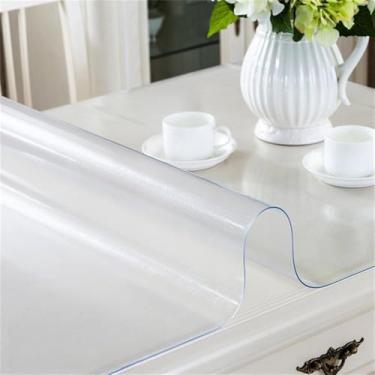 Imagem de Toalha de mesa de vidro macio de espessura opcional, PVC transparente, à prova d'água e óleo, capa para mesa de jantar de cozinha para mesa retangular, fosca 2,5 mm, 80 x 180 cm, 31 x 71 pol.
