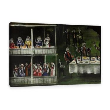 Imagem de Niko Pirosmani Canvas Art Spree near the two-story house Print on Canvas Famous Paintings Reprodutions Abstract Primitivism Wall Art for Living Room120x80cm (119.4x78.7 cm) Emoldurado