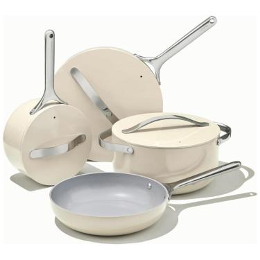 Imagem de Conjunto de Panelas Antiaderente Revestida de Cerâmica, 12 Peças, CARAWAY Cream, Creme