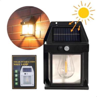 Imagem de Luminária Arandela Solar Com Lâmpada de Filamento LED Sensor de Presen