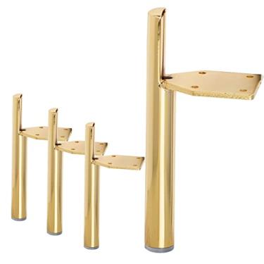 Imagem de Pernas de móveis de metal de 17,78 cm, Btowin 4 peças modernas, afuniladas, montadas na lateral, pés de substituição para móveis dourados para armário cômoda TV suporte mesa de centro