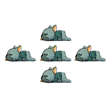 Imagem de Ploen Conjunto de 5 peças Mini Bulldog Francês Filhote de Cachorro Logotipo de Desenho Animado Bonito 11 Patches Costurar Ferro em Aplique Bordado Emblema Sinal Remendo Roupas DIY Fantasia