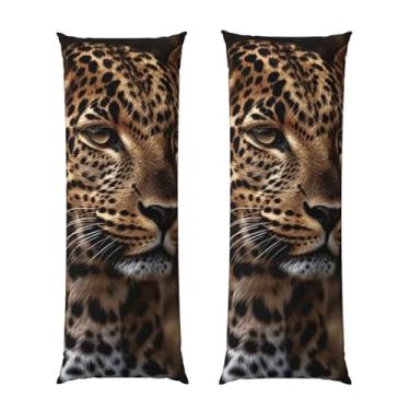 Imagem de Capa de travesseiro corporal com zíper oculto, fronha longa de microfibra macia e respirável para travesseiro corporal, capa de travesseiro marrom com imagem de leopardo para dormir, presente de cama