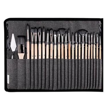 Imagem de Conjunto de pincéis de acrílico, 25 pincéis de cerdas de nylon para modelagem, arte, acrílico, aquarela, pintura a óleo e guache, pintura rupestre, arte de unhas faciais, detalhes em miniatura, bege