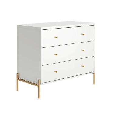 Imagem de Cômoda Jasper 3 Gavetas Branca e Dourada