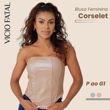 Imagem de Blusa Feminino Tomara que Caia Alfaiataria Metalizada Impermeável-Feminino