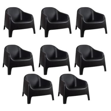 Imagem de Kit 8 Cadeiras poltrona para jardim varanda Skarpo Preto