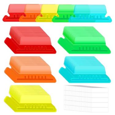 Imagem de 200 abas de pasta de arquivos suspensas e 200 peças de etiquetas de inserções de 5 cm, abas de pasta de arquivo de plástico para arquivos de pastas suspensas (multicoloridas)