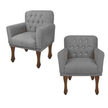 Imagem de Kit 02 Poltrona Decorativa Com Pés Retrô Safira - In-9 Decor, Corino C