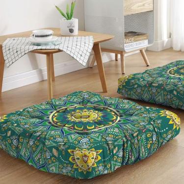 Imagem de Almofada de meditação mandala, tapete de meditação boho, almofadas de meditação para sentar no chão, almofadas para sentar em casa e ao ar livre, almofadas quadradas para ioga 55 x 55 cm