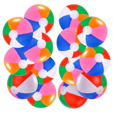 Imagem de TPCHOIE Pacote com 14 bolas de praia infláveis de 40,6 cm, bola de praia arco-íris, brinquedos infláveis de piscina para decoração de artigos de festa, aniversário de crianças para adultos, luau