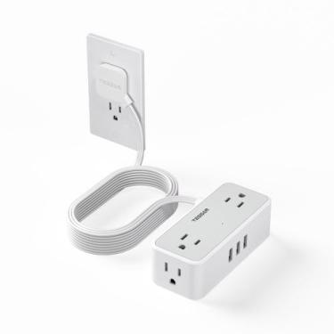 Imagem de Cabo de extensão TESSAN Ultra Thin Flat Plug de 15 pés com protetor co