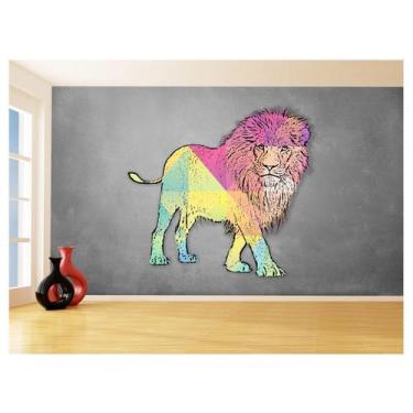 Imagem de Papel De Parede Animais Pop Art Leão Rei Selva 3,5M Pxa49 - Você Decor