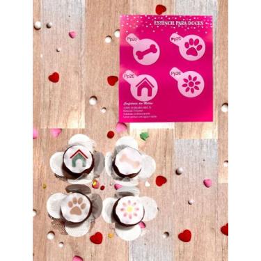 Imagem de PP26 Kit com 4 mini estêncils pet para confeitaria e artesanato. - con