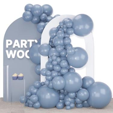 Imagem de PartyWoo Dusty Blue Balloons 140pcs Different Sizes Pack of 18 12 10 5 Inch Slate Blue Boho Neutral Balloon Arch Kit for Baby Shower Graduation Cat Tornado Birthday Party Decorations Blue-F55