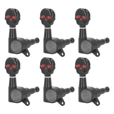 Imagem de WALFRONT 6PCS Skull Guitar Tuning Peg Metal Machine Head Tuners Peças de Reposição de Guitarra Acústica Elétrica para Mais Elétrico Com Cor Preta Prática