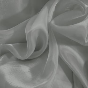Imagem de Entisn Tecido de organza brilhante, 10 jardas contínuas com 140 cm de largura de organza transparente, tecido cinza prata brilhante para fantasia de palco, vestido moderno, artesanato DIY, decoração