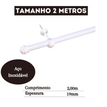 Imagem de Varão De Cortina Com 2 Metros De Largura 19mm De Diametro kit Completo