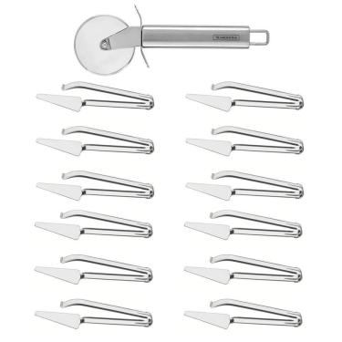 Imagem de Kit Cortador De Pizza Tramontina Marffim + 12 Pegadores Para Pizza Tramontina Utility 
