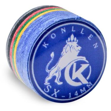 Imagem de KONLLEN Ponta de bilhar arco-íris com ponta transparente SX/SS/S/M/MH/H 11 mm/14 mm ponta de taco de bilhar 9 camadas de acessório de cabeça de taco de pele de porco 1 peça (14 mm-SX-azul)