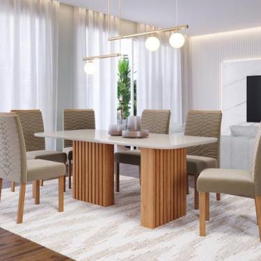 Imagem de Conjunto Sala de Jantar 6 lugares Retangular Tampo de Vidro/MDF Ester 