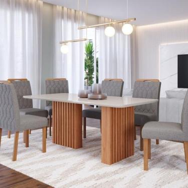Imagem de Conjunto Sala de Jantar 6 lugares Retangular Tampo de Vidro/MDF Ester 
