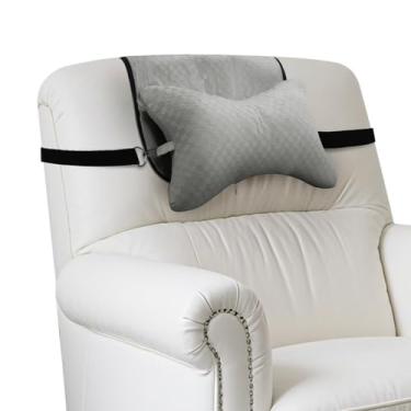 Imagem de Almofada reclinável de suporte de cabeça e pescoço, almofada de encosto de cabeça para cadeira de sofá, design antiderrapante para alívio de dor no pescoço no sofá, assento de carro, viagem (cinza