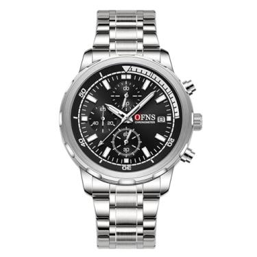 Imagem de Relógios masculinos analógicos de quartzo para homens, cronógrafo esportivo, moderno, negócios, marca de luxo, relógio de pulso masculino com data, Pulseira de aço prata-preta