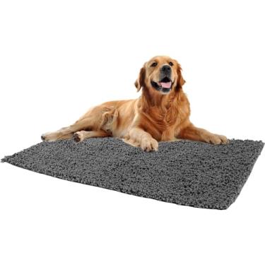 Imagem de Tapete de porta interno absorvente fino chenille tapete de porta de cachorro antiderrapante tapete de entrada tapete macio para entrada banheiro lavanderia 50 x 80 cm