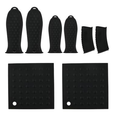 Imagem de Suporte de silicone quente resistente ao calor com alça de silicone para assistir, manga flexível, capa de ferro fundido com orifício para pendurar para panelas