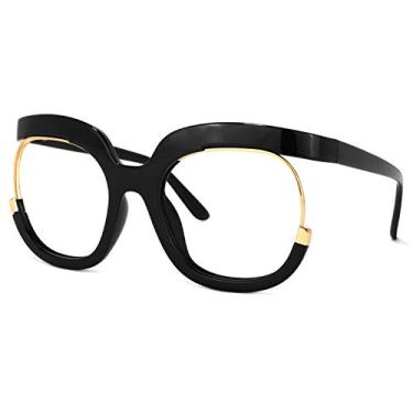 Imagem de Voogueme armação quadrada grande para óculos com lentes transparentes para mulheres Fredia OX739865, Preto, Large
