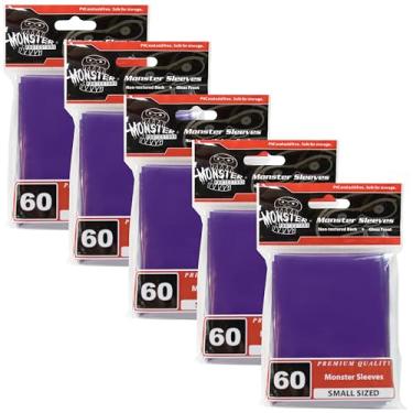 Imagem de Monster Protectors Mangas - 300 unidades roxo tamanho pequeno acabamento brilhante - compatível com MTG Magic The Gathering e outros jogos de tamanho padrão, troca, esportes e cartas colecionáveis
