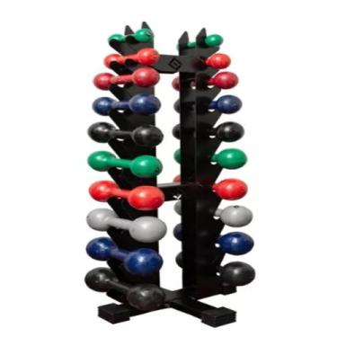 Imagem de Suporte Torre para 20 Halteres Chão Laser - Line Fitness, Preto