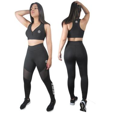 Imagem de Conjunto Fitness Top e Legging Tela pra Academia e Ginástica - NEVER GIVE UP