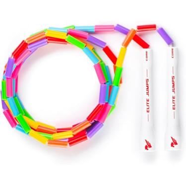 Imagem de Corda de pular para exercícios infantis com contas – Corda de pular segmentada para crianças – Contas duráveis e inquebráveis – Leve e livre de emaranhados – Corda de pular infantil ajustável para