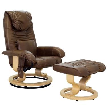 Imagem de Poltrona do Papai Massageadora Elétrica com Puff Louis R02 PU Marrom - Mpozenato