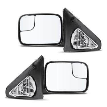 Imagem de LLPTA Espelhos de reboque Drive & Paasenger - Compatível com Dodge Ram 1500 2500 3500 2002-2008 - Espelhos retrovisores laterais pretos dobráveis manuais ajustáveis manuais