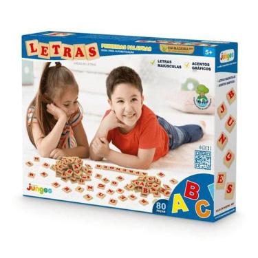 Imagem de Letras Primeiras Palavras Ideal Para Alfabetização em Madeira 80 peças Junges 701