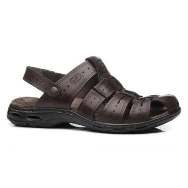 Imagem de Sandália Pegada Couro Tiras Duplas 2 Em 1 130687, Marrom escuro, 39