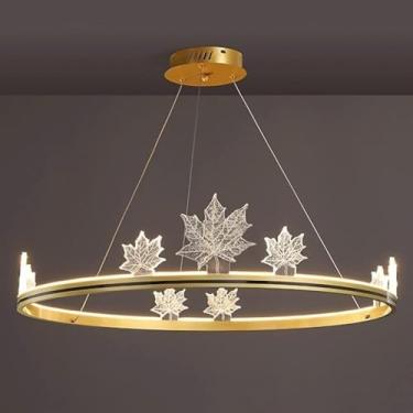 Imagem de Lustre moderno LED regulável semi-embutido, luzes pendentes de folha de bordo acrílicas, kit de controle remoto, luminárias para sala de jantar, sala de estar, lâmpadas de lustre