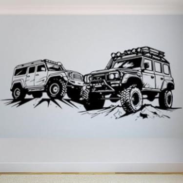 Imagem de Adesivos de parede de veículos off-road, pôsteres de parede Jeep, decalques artísticos de carro, decorações de quarto infantil, murais 150 x 61 cm